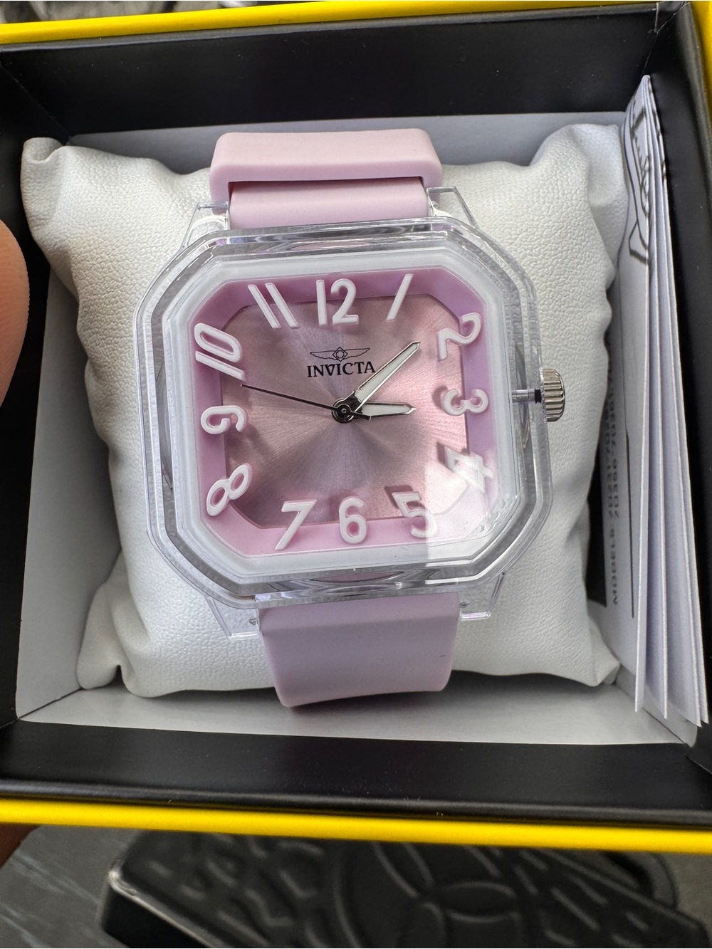 Invicta Women's Pastel Pink Square Crystal Case Watch - Picture 2 of 6